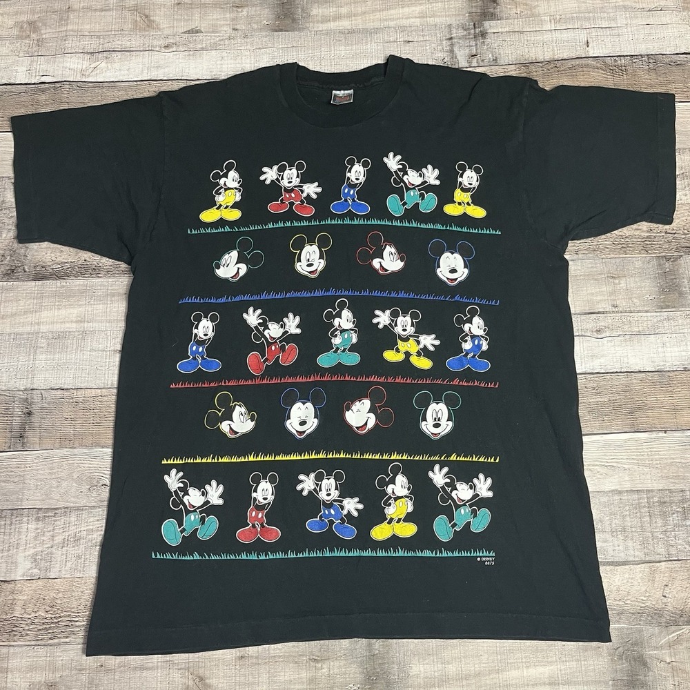 Disney Shirt Adult One Size Fits All Black Vintage Jerry Leigh Mickey Mouse